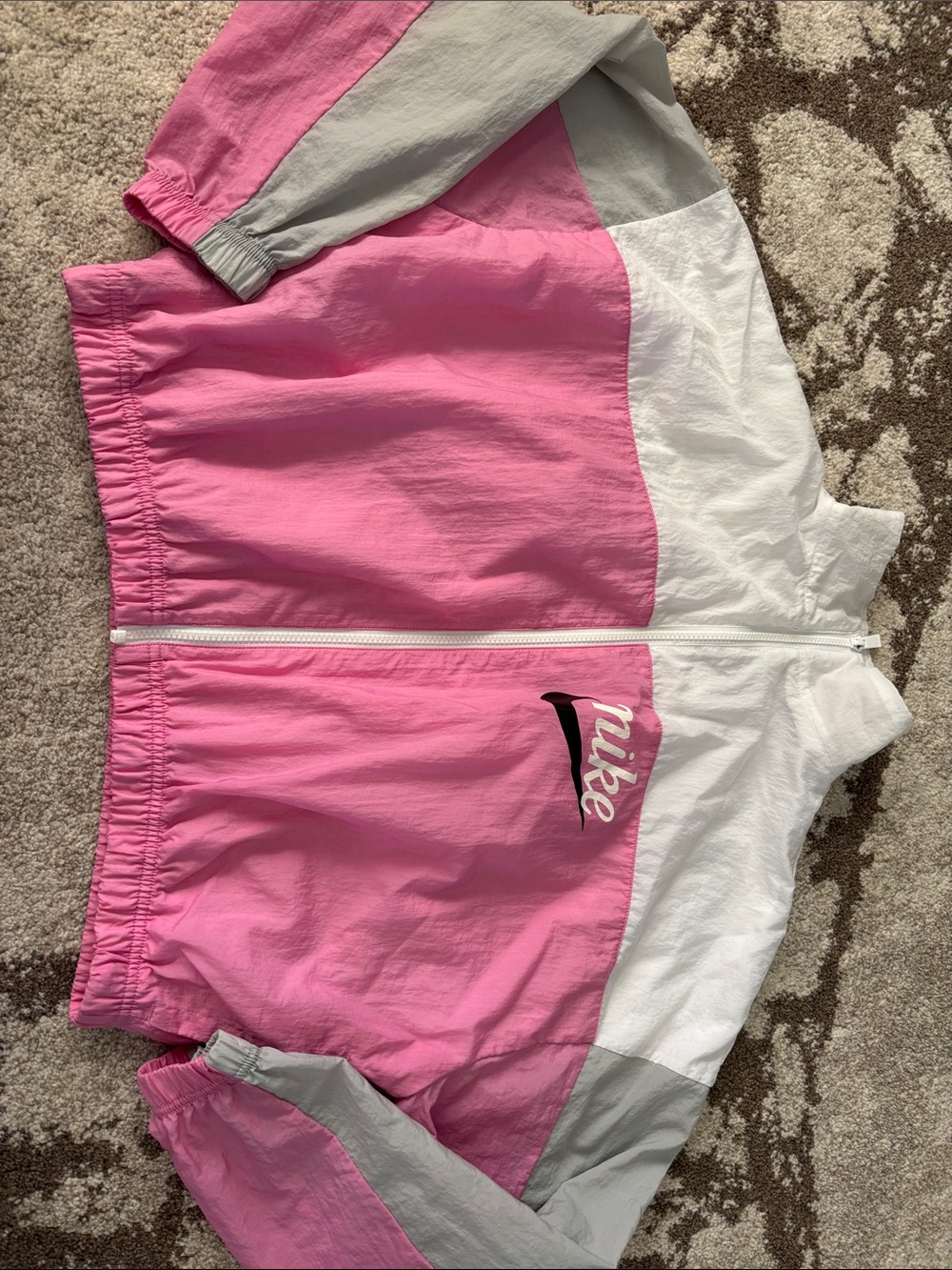 Nike - Pink White and Gray Colorblock Zip Windbreaker!!